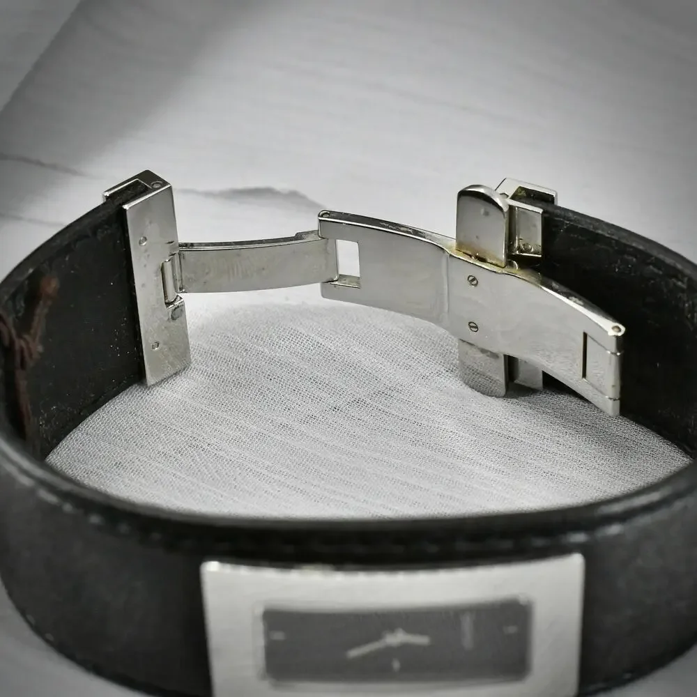 Gucci 7800L Quartz Black Leather Bangle Watch Box Tags Small 6